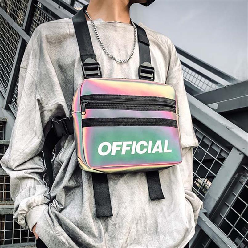 

Women Trendy Chest Rig Bags 2020 New Reflective Vest Hip hop Streetwear Chest Bag Lady Waist Bags Men Tactical Pack Female, Grey