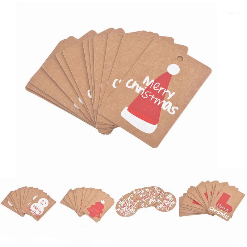

50Pcs Cute Merry Christmas Kraft Paper Card Hang Tag Label Card Ornaments for Christmas Tree Toppers Decor Home Party DIY Gifts1