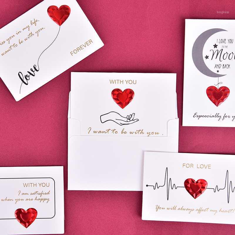 

High Quality Red Heart Greeting Card with Envelopes Romantic Wedding Invitation1