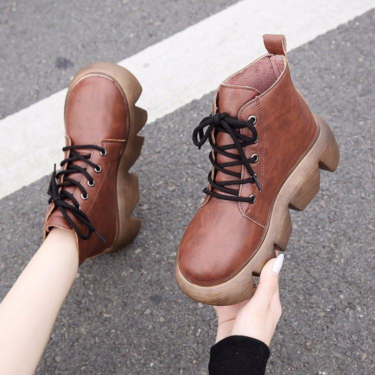 

Autumn 2020 New British Handsome Short Boots Thick-soled Increased Large Size Non-slip Trend Boots Women Q11-76, Black
