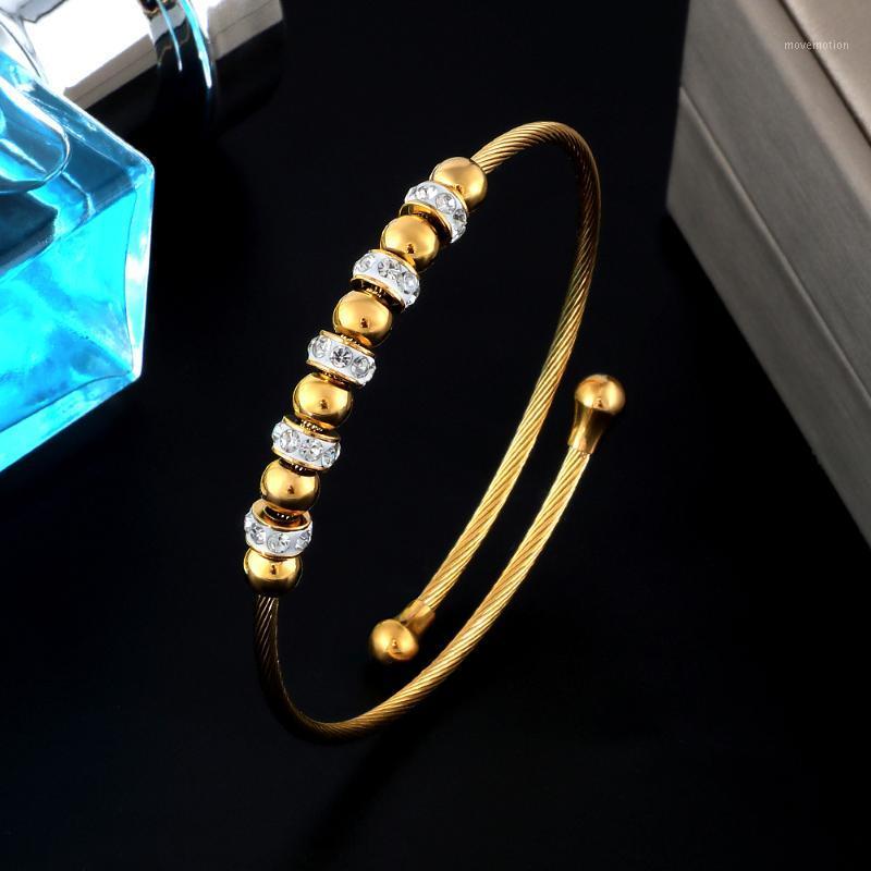 

High Quality Strand Crystal Beads Charm Bangles Trendy Stainless Steel Cuff Sporty Chain Link Bracelets1