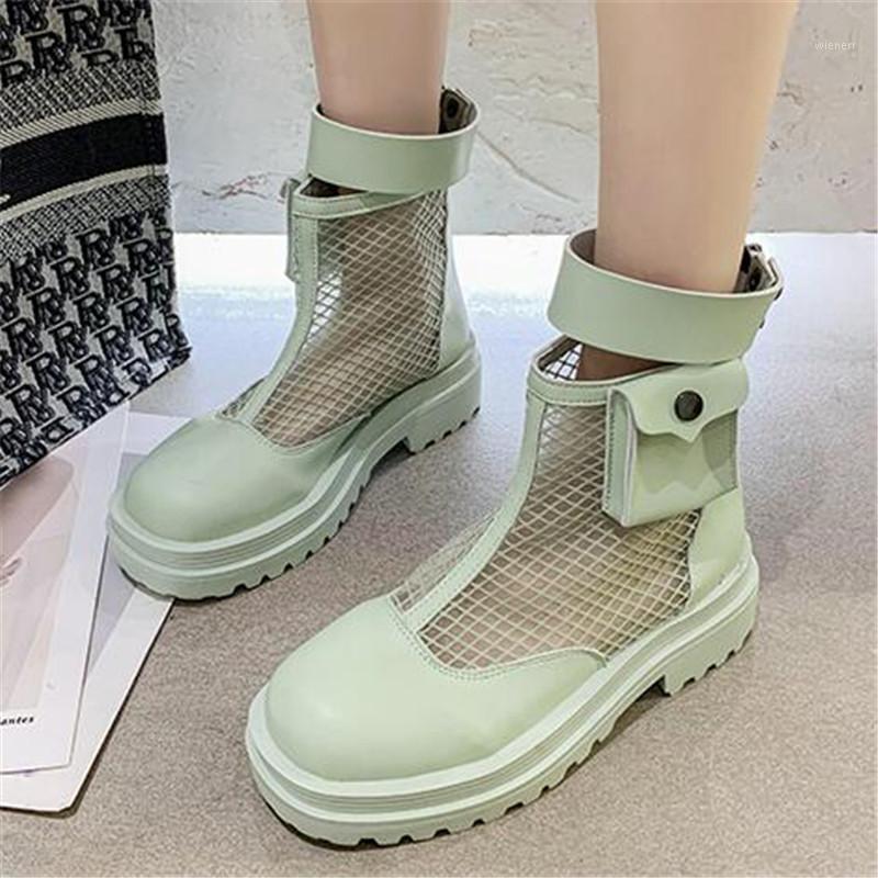 

Rimocy 2020 Spring Summer Breathable Mesh Ankle Boots for Women Casual Round Toe Platform Shoes Woman Leather Comfort Sandals1, Green