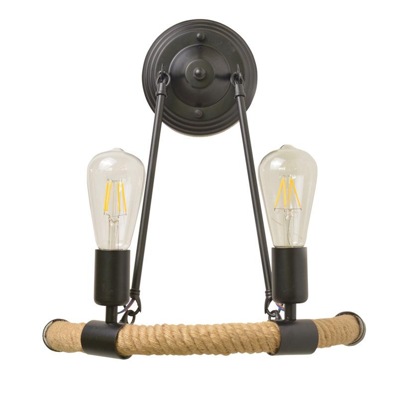 

Industrial Rope Edison Wall Light American Style Wall Lamp Bedroom Retro Staircase Corridor Pastoral Vintage Iron Rope Lamp