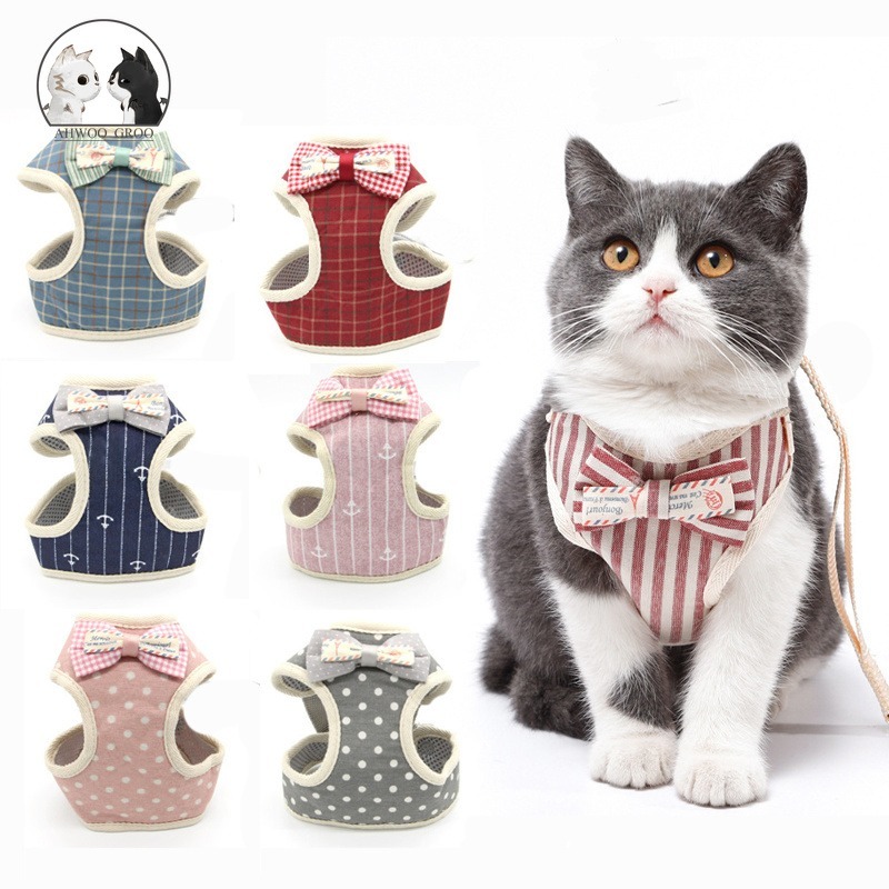 

Cute dog Cat Harness and Leash Set Nylon Mesh Pet Puppy Harness Lead Cat Collar Clothes Vest For Small Cats Kitten Pet Supplies