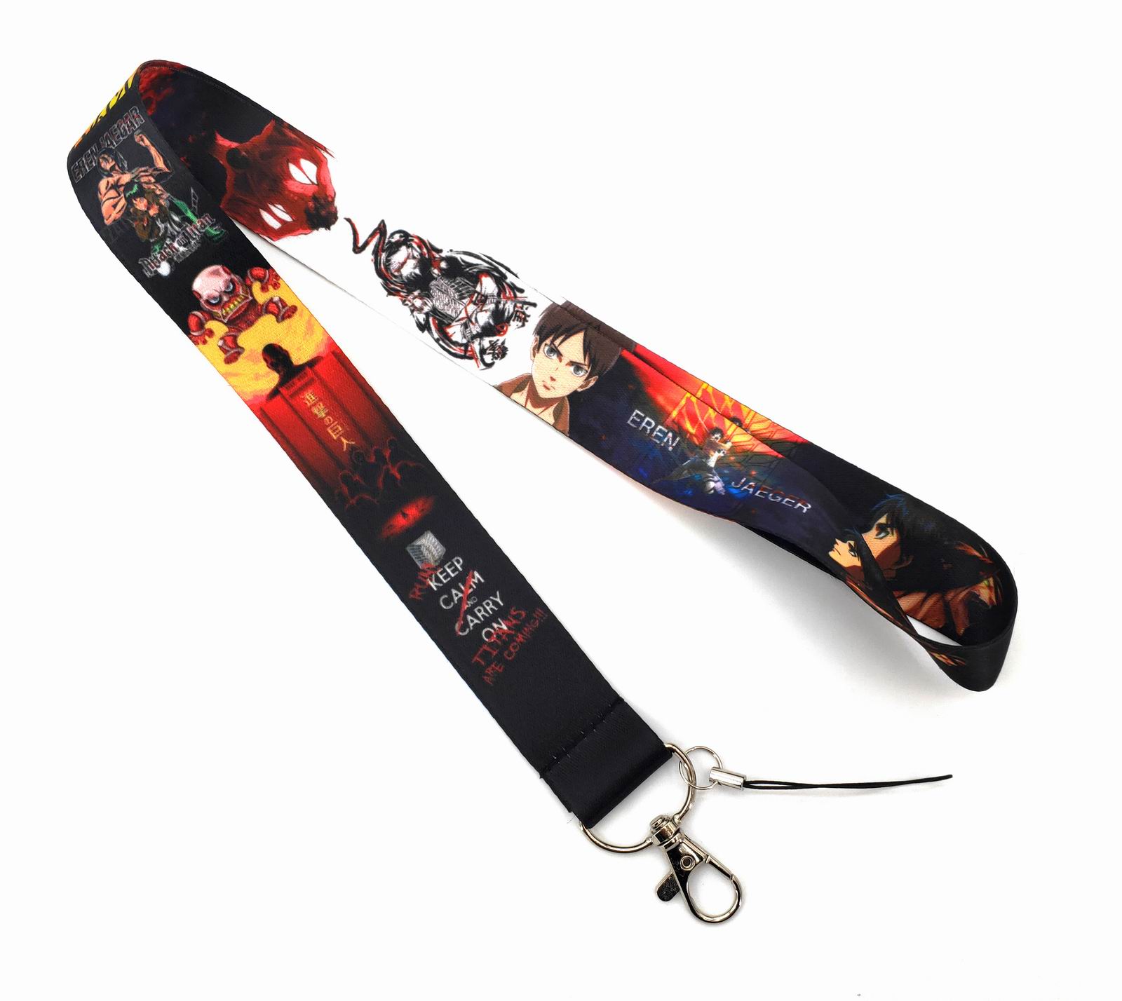 

2021 Small Wholesale 20pcs Cell Phone Straps & Charms Japan Anime Attack on Titan Lanyard Fashion Keys Neck ID Holders for Car Key Card Mobile