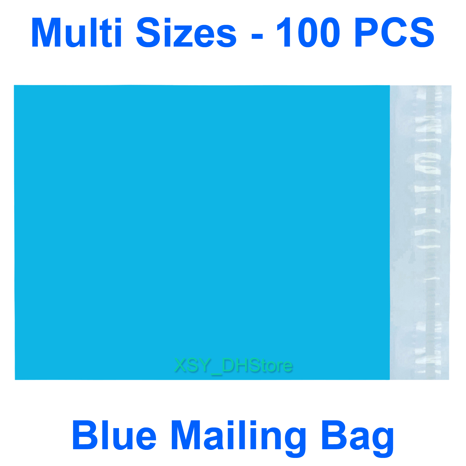 Lot de 100 sacs postaux bleus en polyéthylène non rembourrés (largeur 110 - 320 mm, 4,3" à 12,5") x (longueur 180 - 390 mm, 7 à 16 pouces)