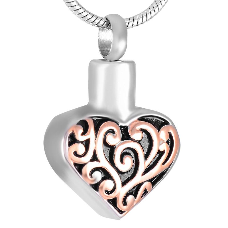 

classic pattern heart pendant Necklace pet urn Jewelry ash keepsake memorial for women girls charms custom color