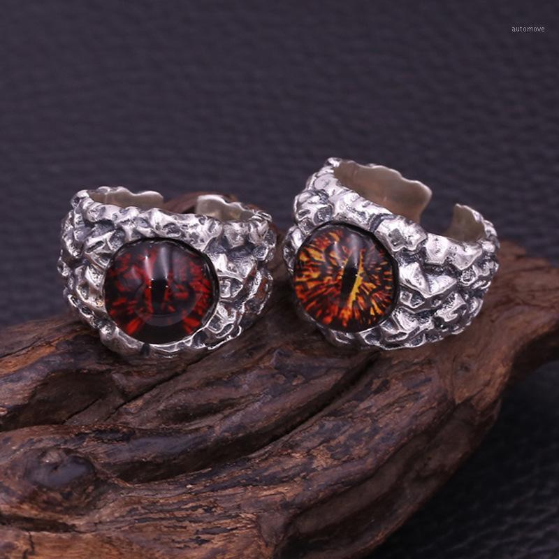 

FNJ Resin Eye Ring 925 Silver Jewelry New Fashion Punk S925 Sterling Silver Rings for Men Adjustable Size bague1