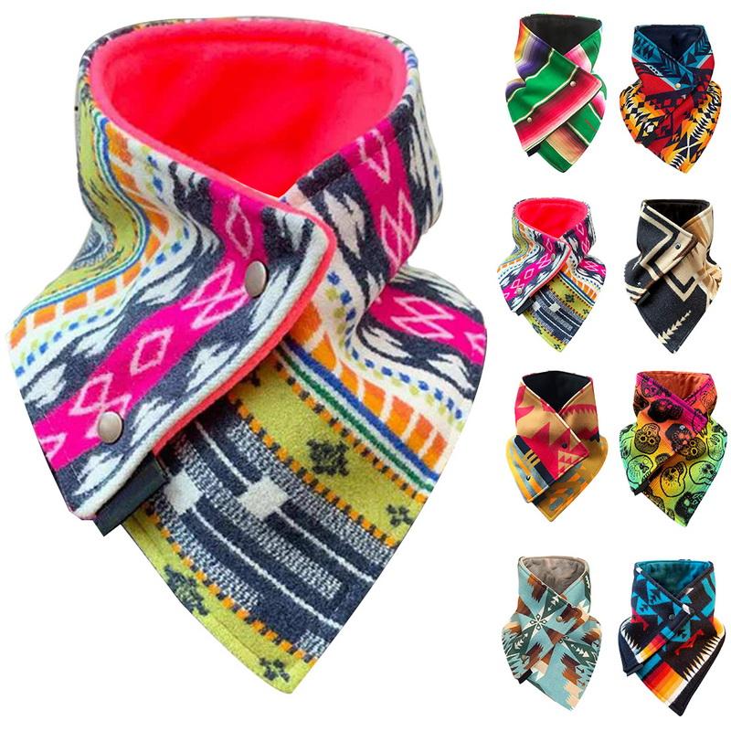 

2020 Fashion Winter Scarf For Women Ethnic Printing Button Cotton Soft Wrap Casual Warm Scarves Shawls Scarf Women Neck Warmer