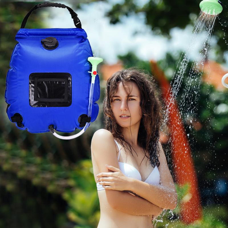 

20L Water Bag Collapsible Water Container AT6628 Outdoor Camping Hiking Portable Heating Shower Bathing Bags, Blue