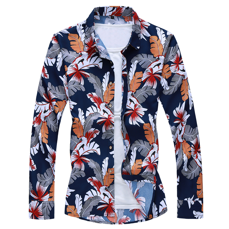

2020 New Fashion Floral Spring Autumn Casual Long Sleeve Print Shirts Clothes, 291 1