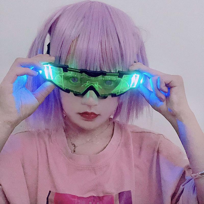 

Japan Harajuku Anime Glasses LED Shiner Super Cool Safety Goggles Cosplay Future Machinery Harajuku Night Vision