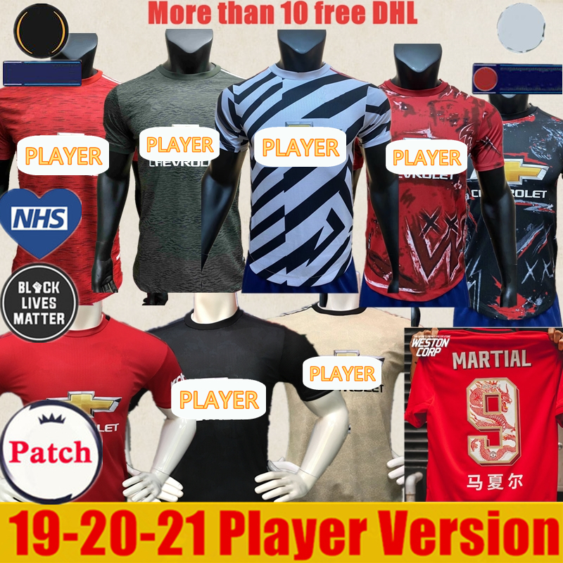 

Player version 19 20 21 Manchest 2020 2021 united UTD RASHFORD BRUNO FERNANDES 3rd soccer jersey MARTIAL JAMES home football jersey shirt, Black;yellow