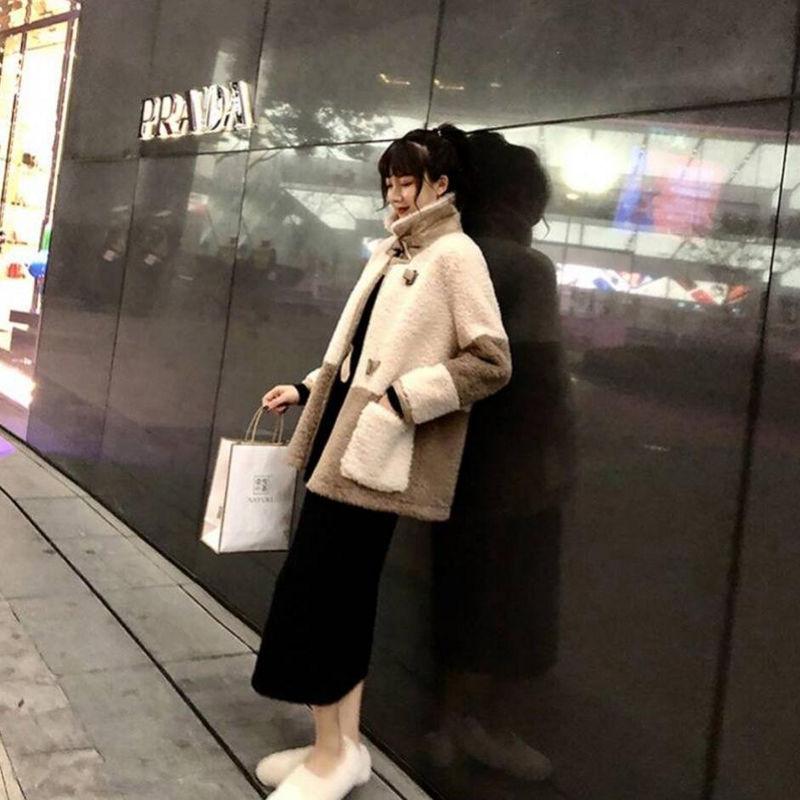 

Elegant patchwork faux fur coat women winter warmth soft double-breasted fur coat women plush with pockets 2020, 02