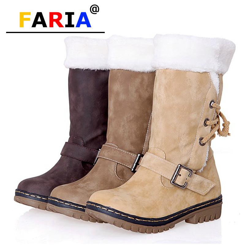 

34-46 size 2020 fashion winter thick lining plushMid-Calf Western snow boots for women casual khaki black female shoes slip on, Yellow