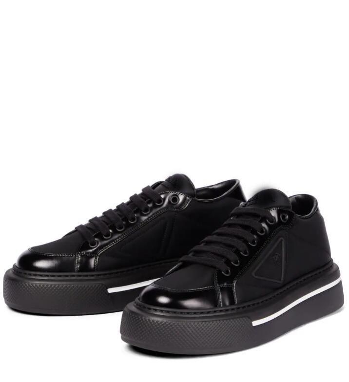 

Women casual shoes loafer platform sneakers black white leather Macro Re-Nylon sneaker brushed lace up woman trainers 35-40