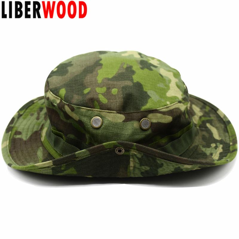 

LIBERWOOD Tactical hat Boonie hat cap for Wargame,Sports,fishing,Hunting Multicam Sniper cap Men bucket hats Sun, Leaf green
