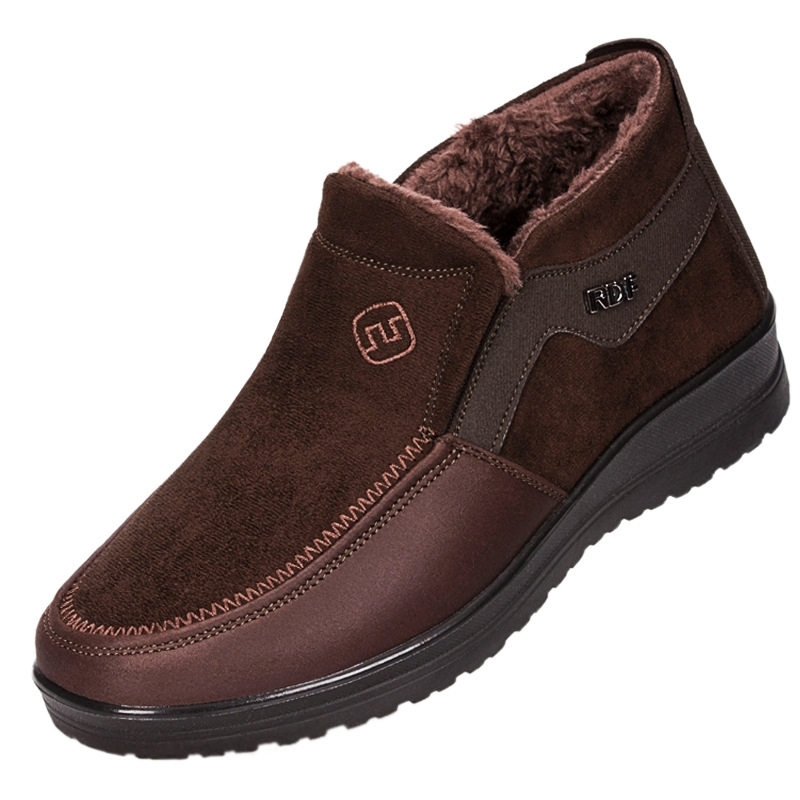 

Big Size Warm Fur for Snow Men Boots Footwear Fashion Mens Shoes Winter, Black