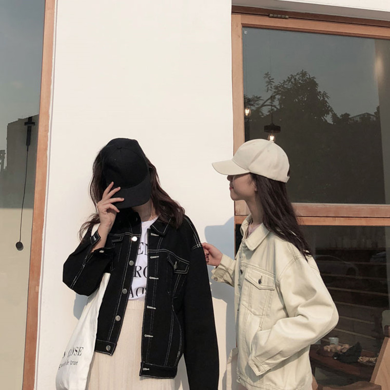 

2021 New 2 Color Jean Coats Autumn of Women Loose Jacket Long Sleeved Jeans Girls (78096) DCNH, Beige