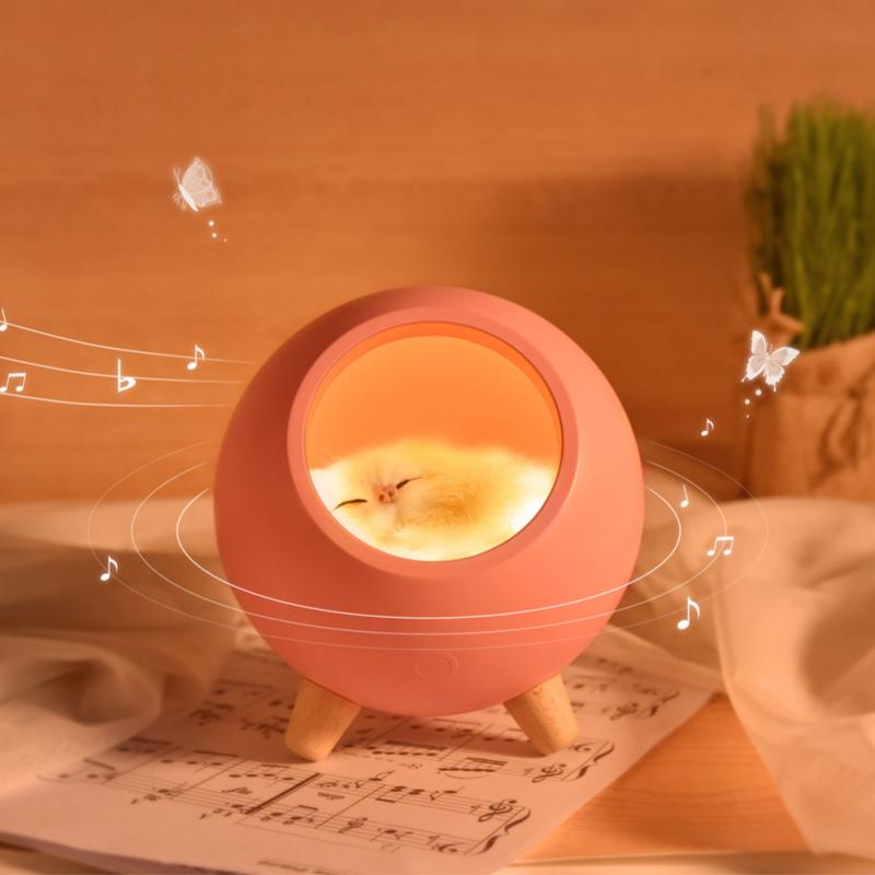 

Touch Dimming Kitten Night Light Pet House Atmosphere LED Night Light Cat House Table Lamp Bluetooth Speaker for Christmas Gifts