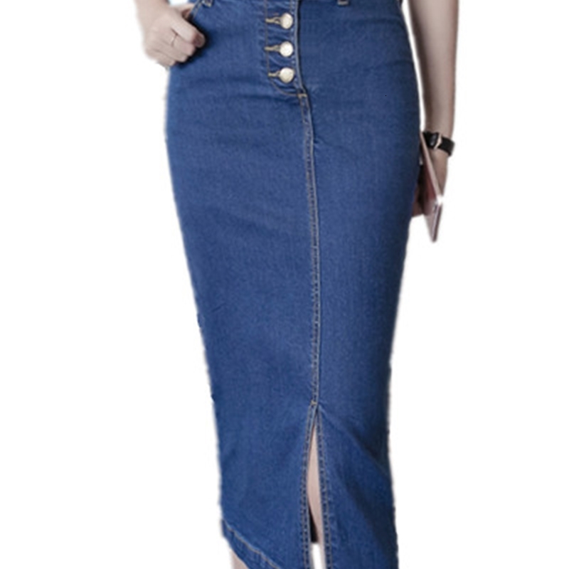 

2021 New Spring Autumn Women Denim Knee-length Office Skirts Womens Blue Classical Elegant Package Midi Pencil Skirt Ghlw, Beige
