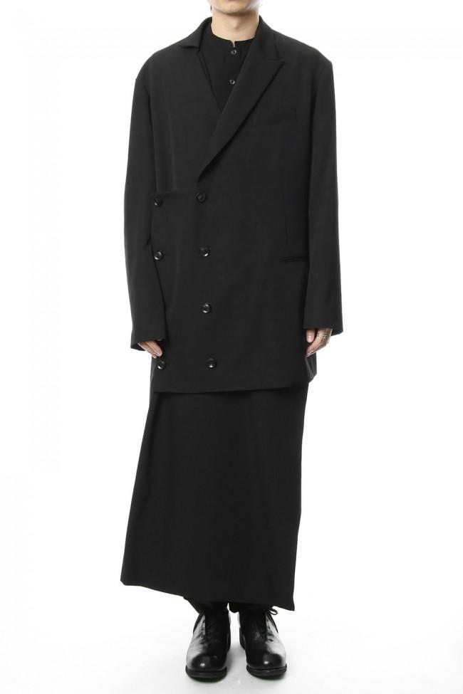 

Two-wear trench coat double-breasted black Tibetan robe