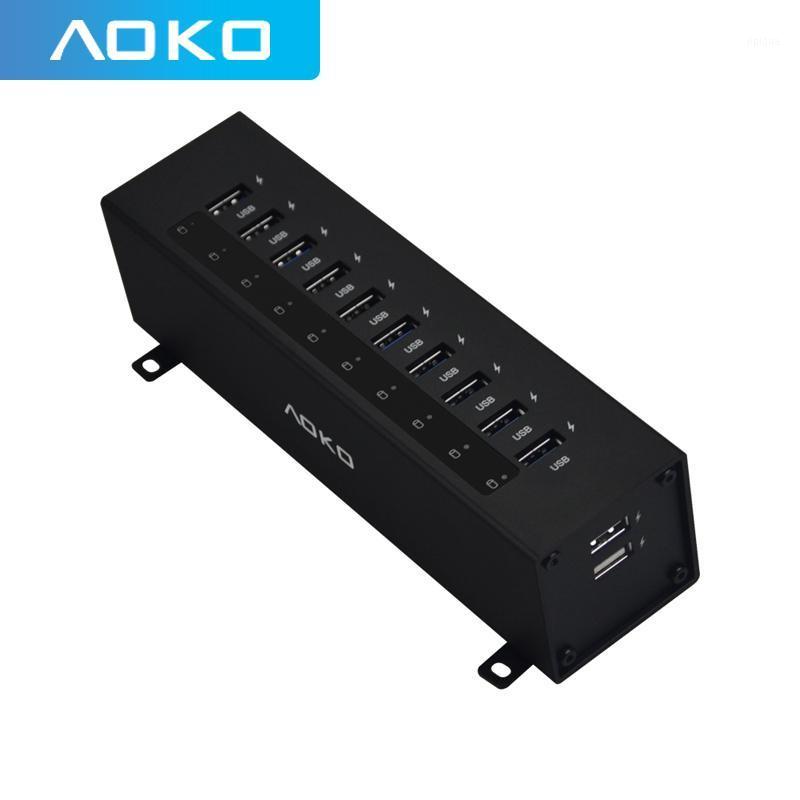 

AOKO USB3.0 HUB 10 port aluminum alloy material 10 USB extension 2 USB quick charging ports1