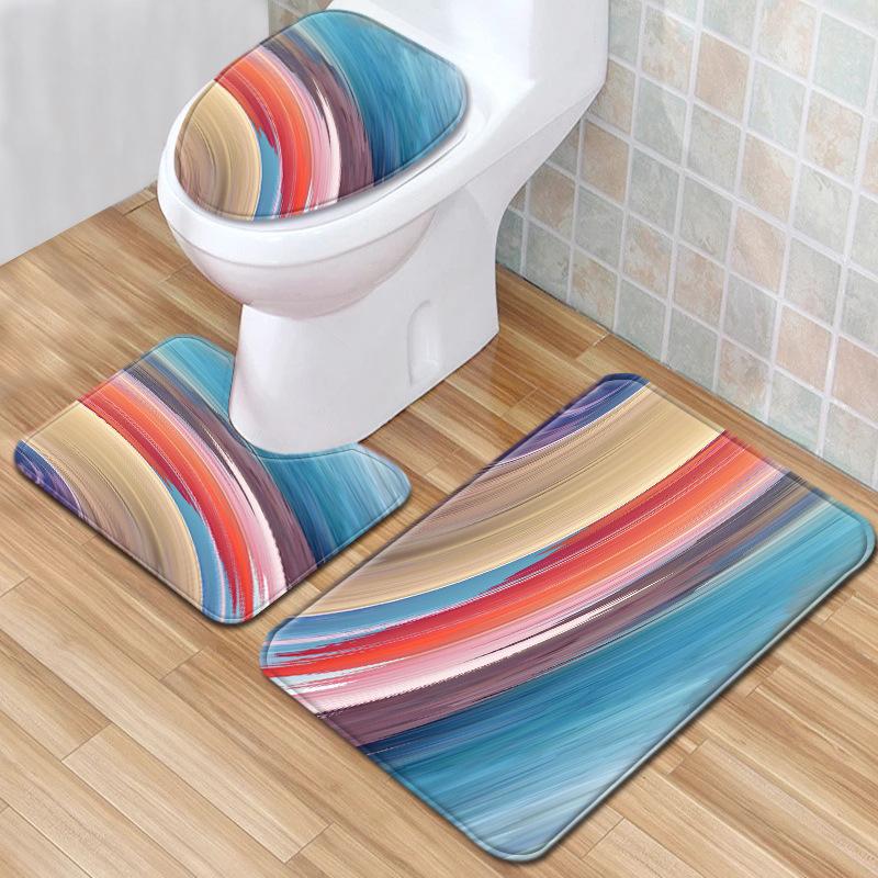 

Gradient Pattern Carpet Toilet 3-piece Floor Mat Bathroom Kitchen Non-slip Foot Pad Absorbent Rug Doormat, Q190905-a011