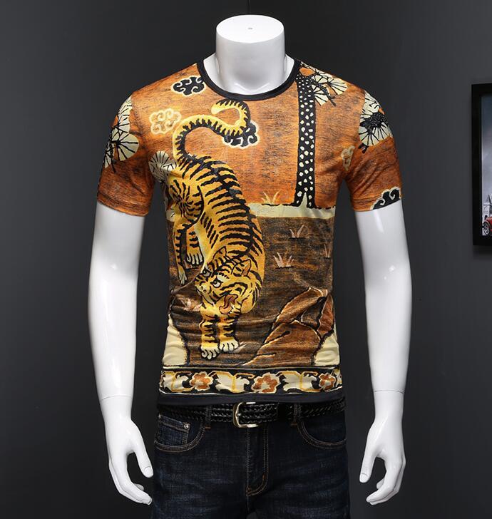 

New Brand of Fitness Clothes Men Cotton Short Sleeve Shirt 2021 66oa, Yellow