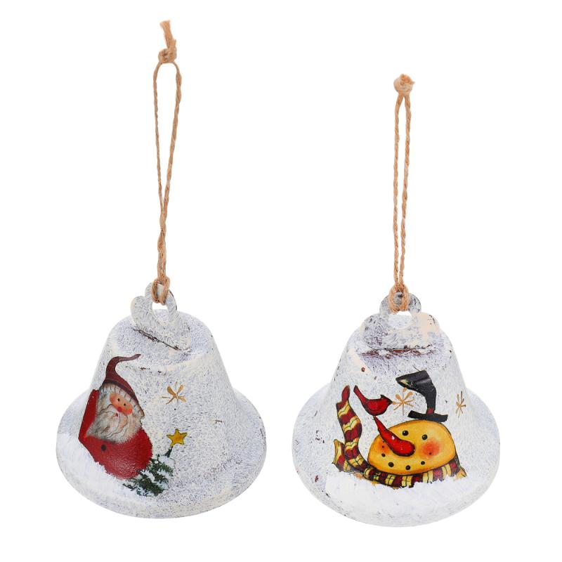 

2Pcs Xmas Bell Iron Art Fun Delicate Pendants Hanging Decor for Party Home Bar