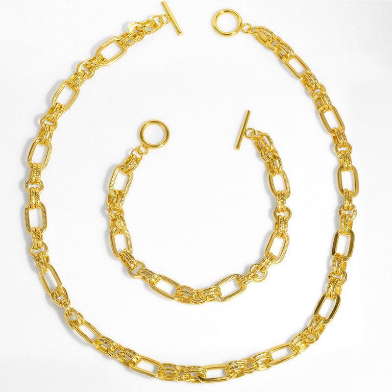

European INS Web Celebrity Cold Wind OT Buckle Choker Personality Hip Hop Collarbone Chain Chokers, Golden;silver