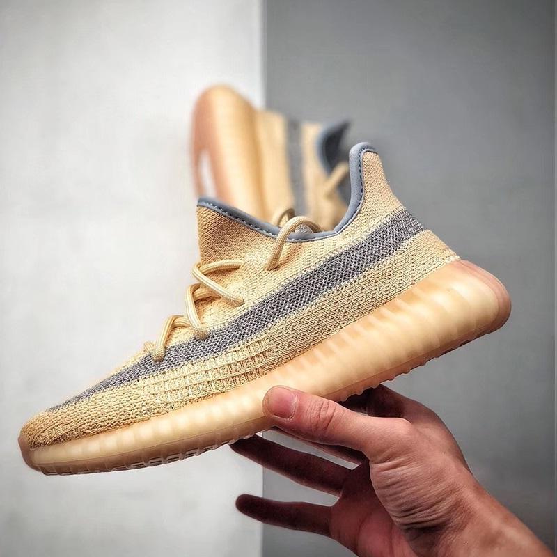 

High TOP Quality New Kanye West Men Running Shoes Cinder Zebra Tail Light Reflective Israfil Asriel Linen Women sneakers with Box, Lundmark (reflective)