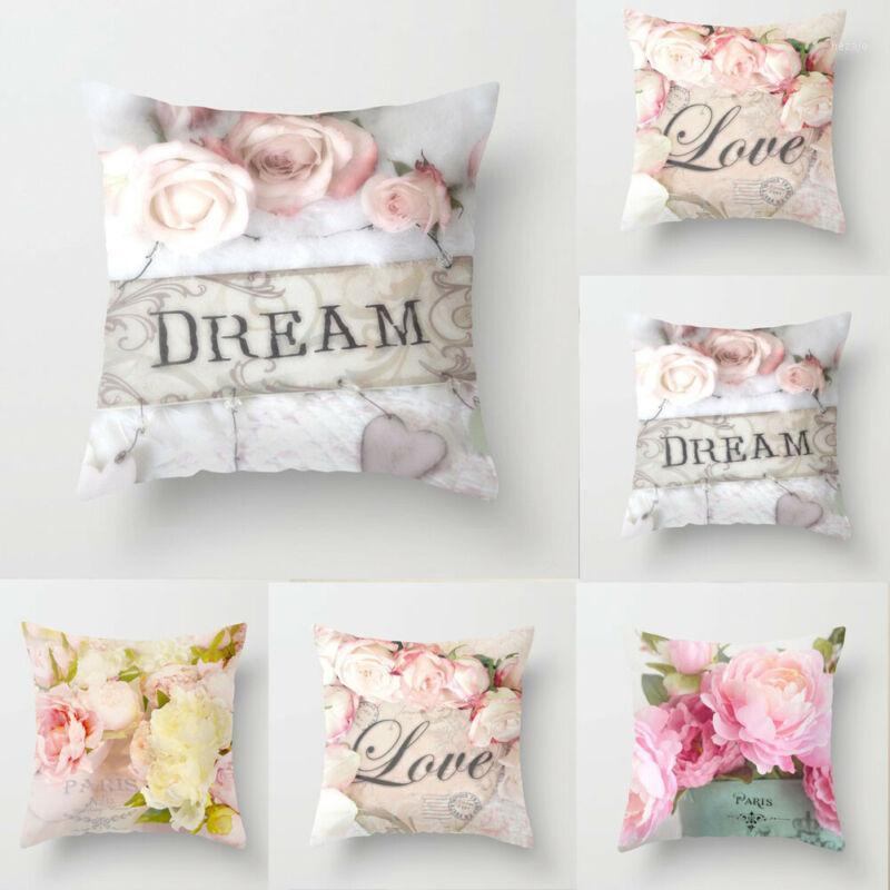 

2020 HOT Throw Pillowcases Rose Pattern Printed Cushion Cover Square Sofa Pillow Case Flower Cushion 45cm x 45cm Home Art Decor1