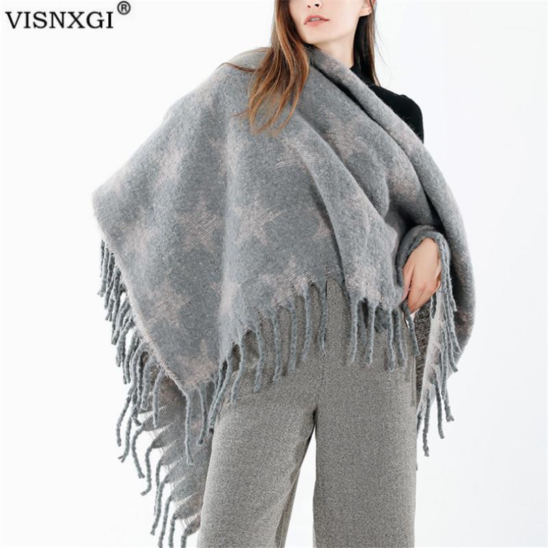 

VISNXGI 2020 Knitted Spring Winter Women Scarf Warm Cashmere Scarves Shawls Neck Bandana Lady Tassels Wrap Oversized1
