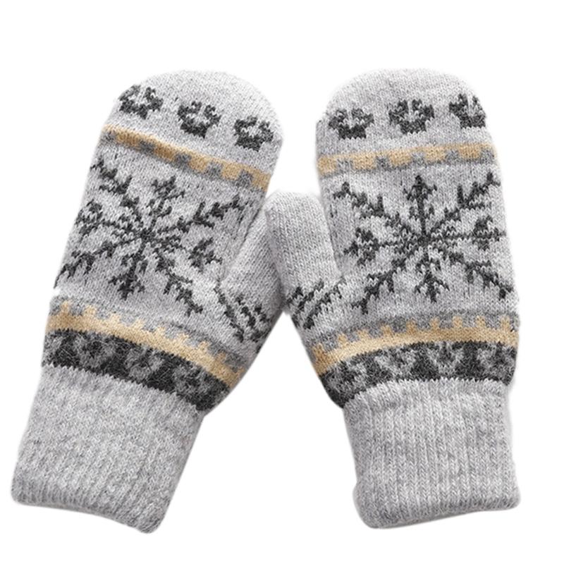 

Women Winter Warm Full Finger Gloves Cute Snowflake Imitation Cashmere Mittens 83XF