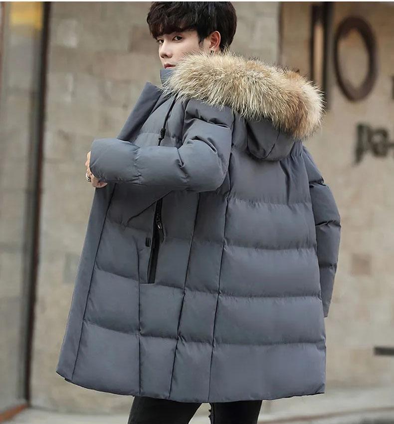 

5XL Plus Size Men Parkas New Cotton-Padded Jacket Men' Long Large Fur Collar Padded Coat Large Size Men' Padded Winter Jackets, Black