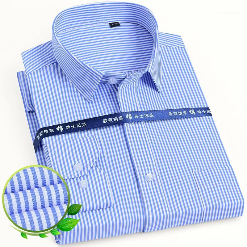 

Social Men's Dress Shirts Vertical Striped Long Sleeve Fromal Mens Twill Shirt Casual Regular Fit White Light Blue Breast Pocket1, 3012-32
