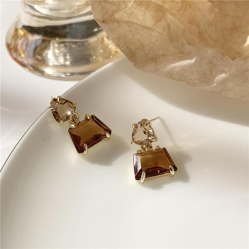 

Stud YANGLIUJIA Temperament Irregular Senior French Champagne Crystal Earrings Women's Fashion Jewelry, Gift Accessories