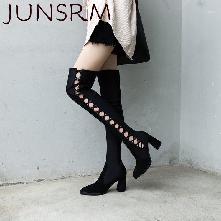 

2021 sexy nightclub boots high boots women's pointed Thick heel elastic stovepipe Women Over The Knee High 391