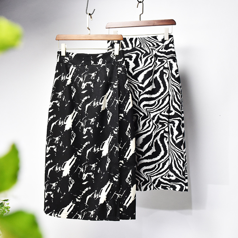 

2021 New Spring High Waist Vintage Print Bodycon A-line Midi Split Hem Women Casual Skirt Jupe Femme Saia Mao9, White