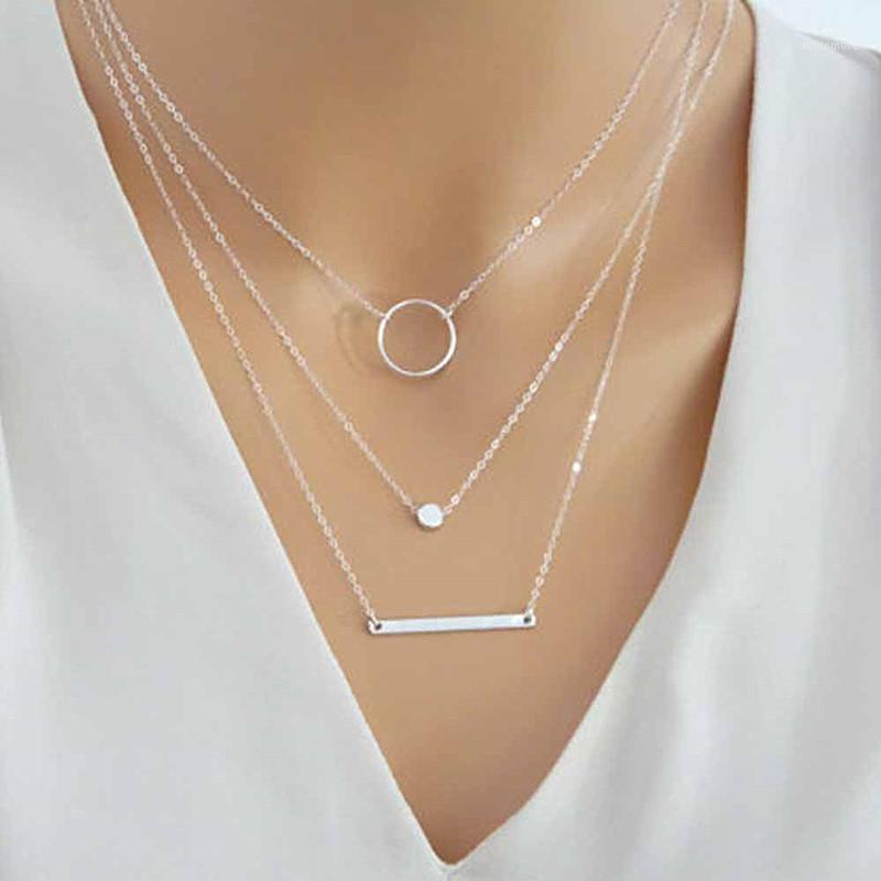 

Fashion Maxi Statement Multilayer Necklace Multi- Metal Rod Circles Geometric Round Chokers Necklaces Women Jewelry1