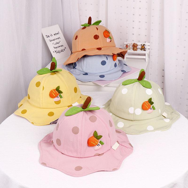 

Lovely Carrot New Baby Hat Polka Dot Leaf Baby Boy Girl Hat Outdoor Kids Bucket Children Panama Sunhat Beach Caps Beanie1, Blue