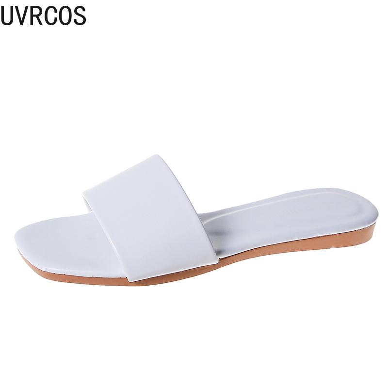 

Pure Color Simple Slippers Women 2021 Summer Casual Fashion All-match Home Bathroom Wear Trendy Women's Slippers, White