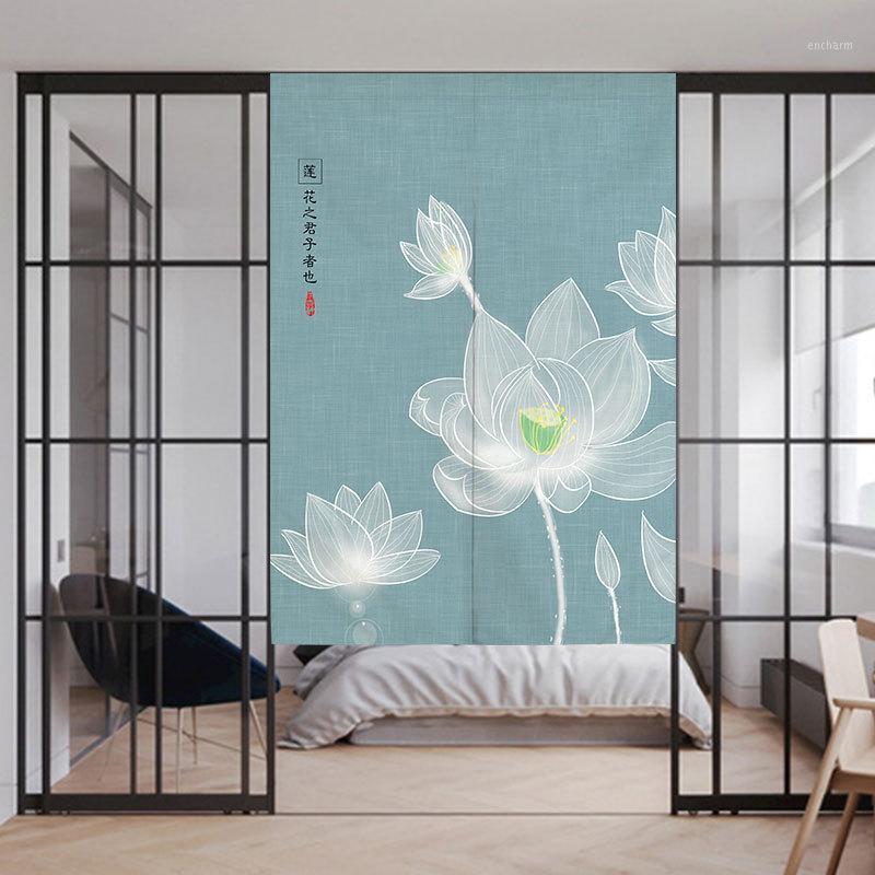 

New Chinese Lotus Door Curtain Living Room Bedroom Kitchen Hlaf Curtain Japanese Noren Feng Shui1, 05