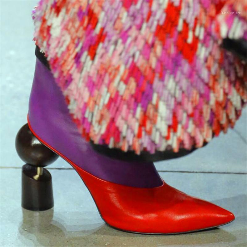 

Color-blocking building blocks with large size short boots new special-shaped high-heeled catwalk fashion boots women's shoes1, Black