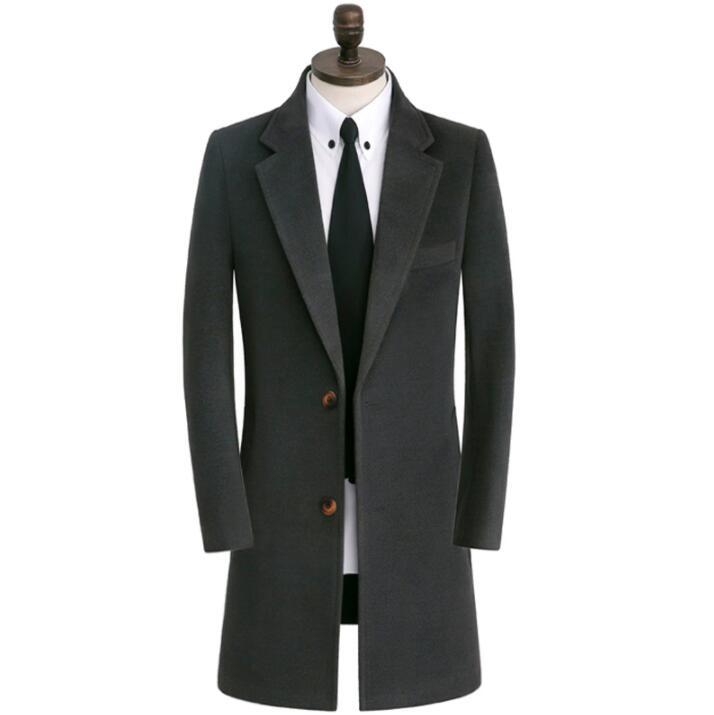 

Grey casual woolen coat men trench coats long sleeves overcoat mens cashmere coat casaco masculino inverno erkek england, Black