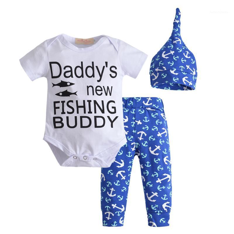 

Baby Boy Clothing Sets Newborn Baby Boys Clothes Cotton Tops Bodysuits Pants Cotton Hat Infant 3PCS Outfits Set1, Blue