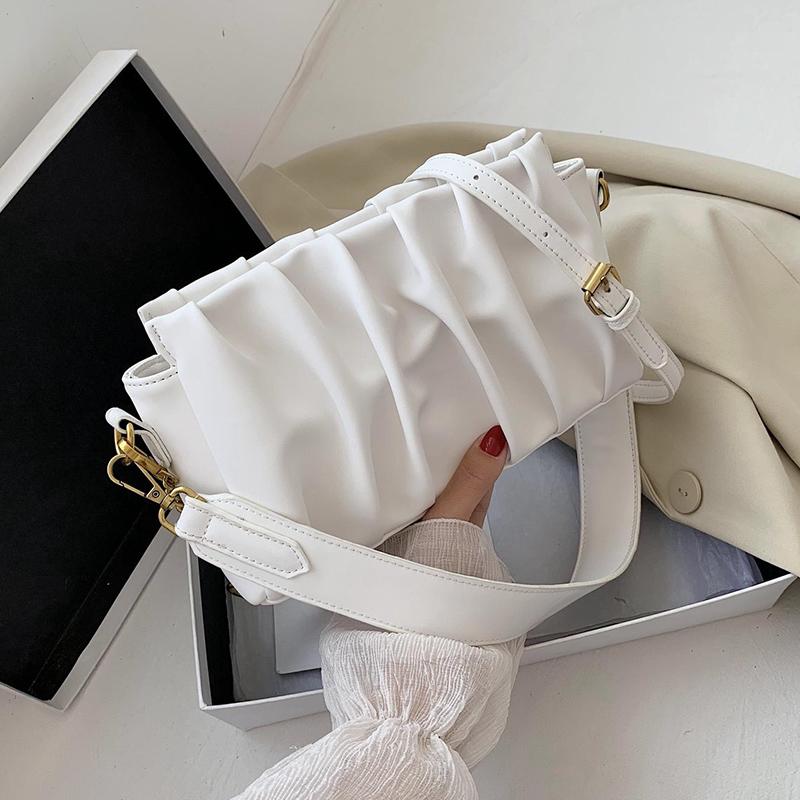 

Ladies Folds Design PU Leather Crossbody Bags For Women 2021 Elegant Solid Color Shoulder Handbags Female Travel Cross Body Bag, Black