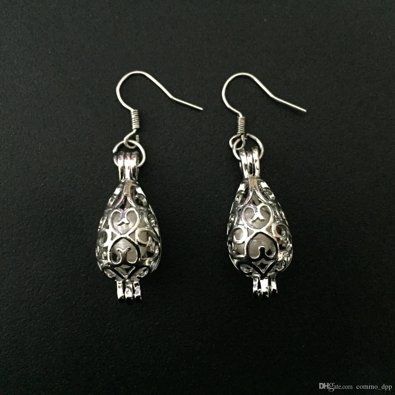 

New Pearls Cages Dangle Earrings (excluding Pearl) Openwork Teardrop Square Turtle Pumpkin Pendants Fishing Hook for Women Fas