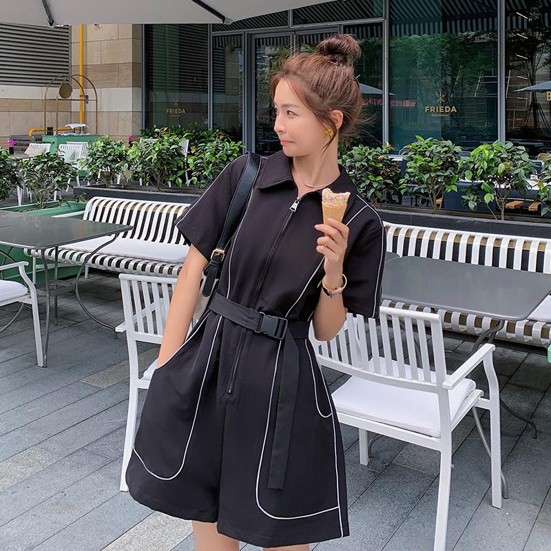 

Summer Women Reflective Jumpsuit Playsuits One Piece Wide Leg Shorts Sets Overalls Streetwear Hip Hop Punk Loose Casual Shorts, Black